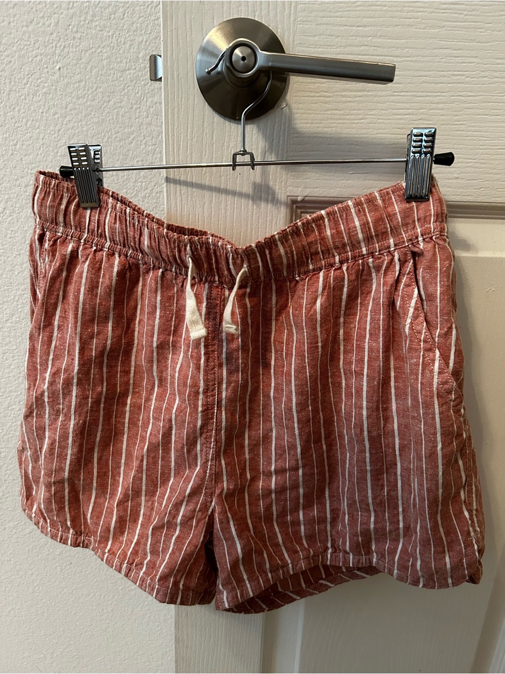 Marine Layer Rust-Striped Drawcord Linen-Blend Women’s Shorts